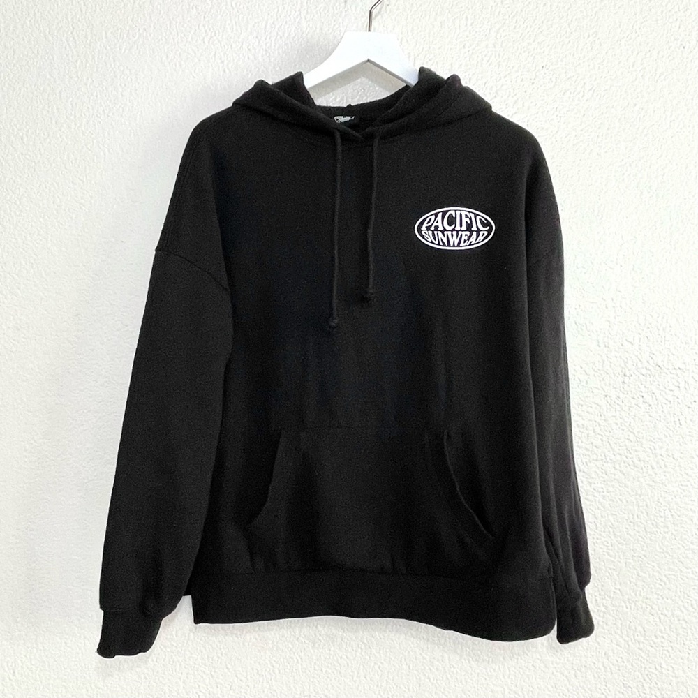 Pacific Sunwear Pacsun Logo Black Open Side Slit Hoodie